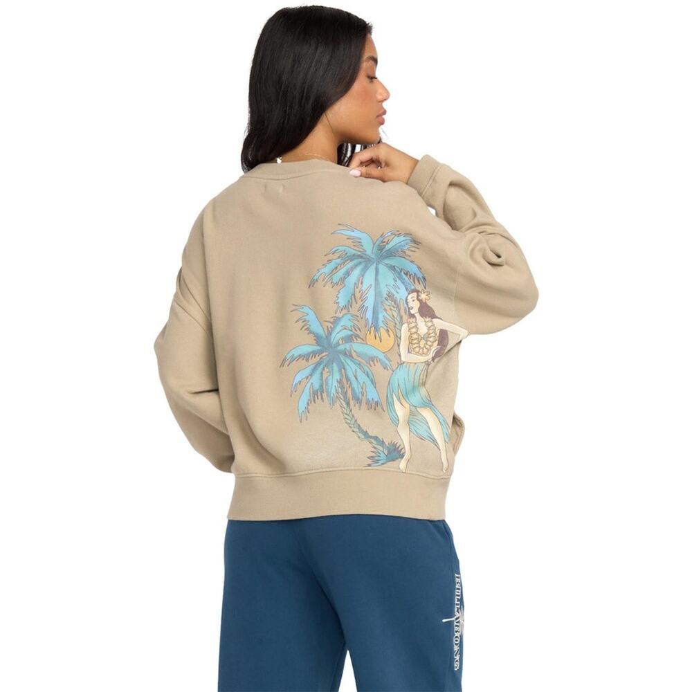 NWT Billabong Woman's Palmin Camp Crewneck Sweatshirt in Beige size Medium